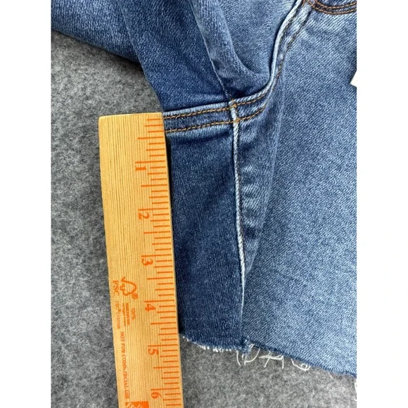 Judy Blue High Waist Denim Shorts Raw Hem Distressed Medium Wash Size M - Picture 9 of 11